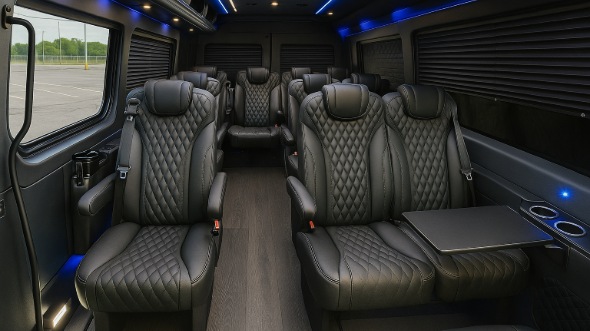 Interior of Winston Salem Party Bus Company's 15 Passenger Mini Bus in Winston Salem