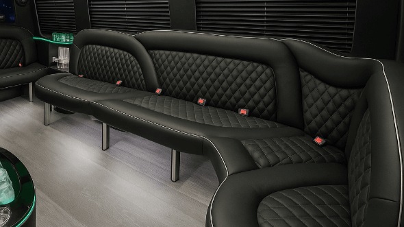 Interior of Winston Salem Party Bus Company's 18 Passenger Party Bus in Burlington