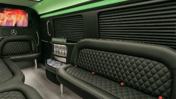 Interior of Winston Salem Party Bus Company's 18 Passenger Party Bus in Charlotte