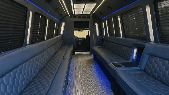 Interior of Winston Salem Party Bus Company's 20 Passenger Party Bus in Burlington