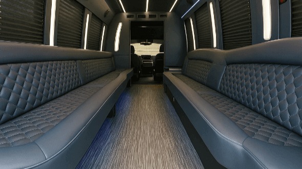 Interior of Winston Salem Party Bus Company's 20 Passenger Party Bus in Mooresville