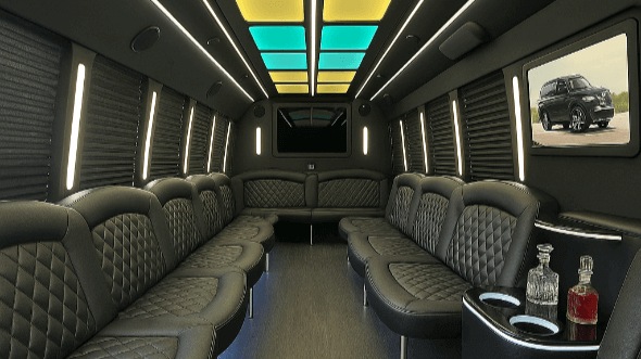 Interior of Winston Salem Party Bus Company's 25 Passenger Party Bus in Greensboro