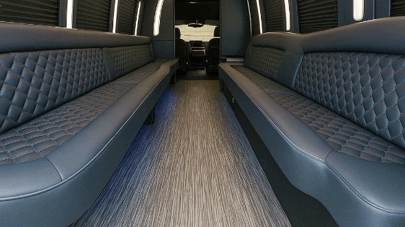 Interior of Winston Salem Party Bus Company's 30 Passenger Party Bus in Durham
