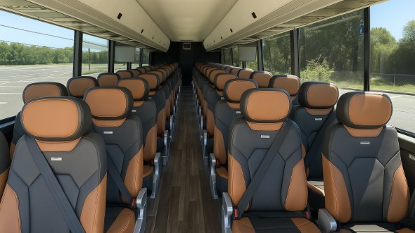 Interior of Winston Salem Party Bus Company's 40 Passenger Charter Bus in Winston Salem