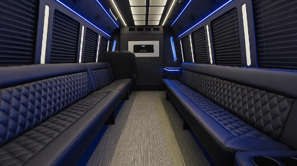 Interior of Winston Salem Party Bus Company's 40 Passenger Party Bus in Burlington