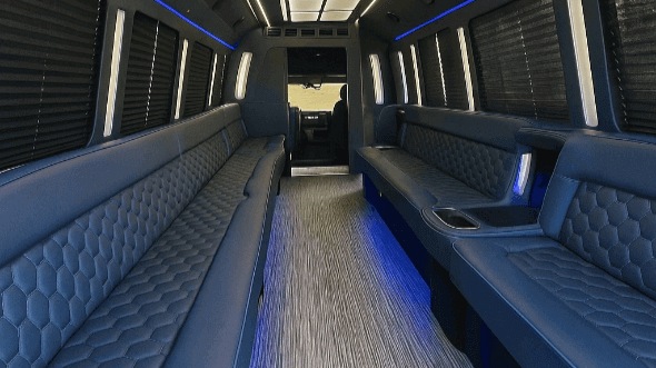 Interior of Winston Salem Party Bus Company's 40 Passenger Party Bus in Mooresville