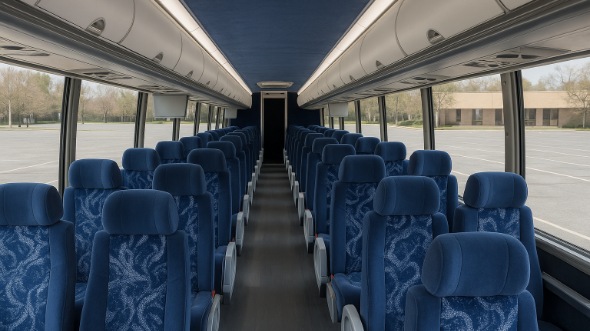 Interior of Winston Salem Party Bus Company's 44 Passenger Charter Bus in Winston Salem