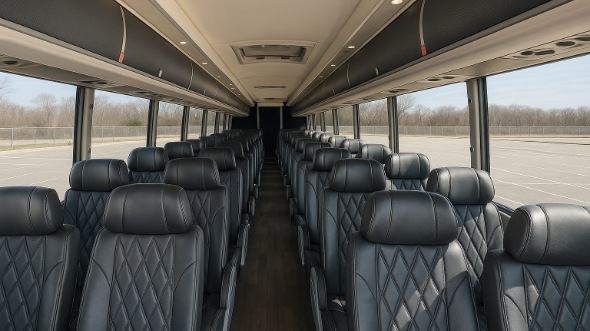 Interior of Winston Salem Party Bus Company's 45 Passenger Charter Bus in Winston Salem