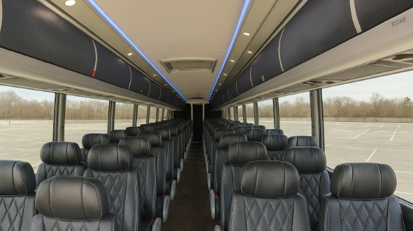 Interior of Winston Salem Party Bus Company's 46 Passenger Charter Bus in Winston Salem