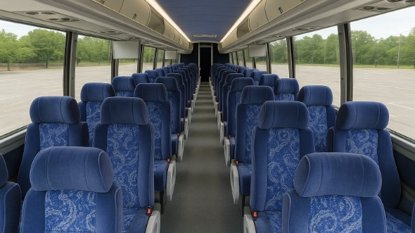 Interior of Winston Salem Party Bus Company's 47 Passenger Charter Bus in Winston Salem