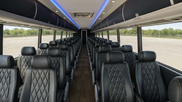 Interior of Winston Salem Party Bus Company's 48 Passenger Charter Bus in Winston Salem