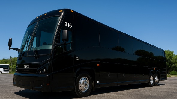 Exterior of Winston Salem Party Bus Company's 48 Passenger Charter Bus in Winston Salem