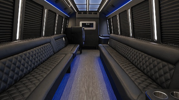 Interior of Winston Salem Party Bus Company's 50 Passenger Party Bus in Winston Salem
