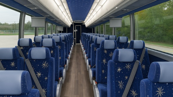 Interior of Winston Salem Party Bus Company's 54 Passenger Charter Bus in Winston Salem