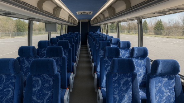 Interior of Winston Salem Party Bus Company's 55 Passenger Charter Bus in Winston Salem