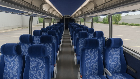 Interior of Winston Salem Party Bus Company's 56 Passenger Charter Bus in Winston Salem